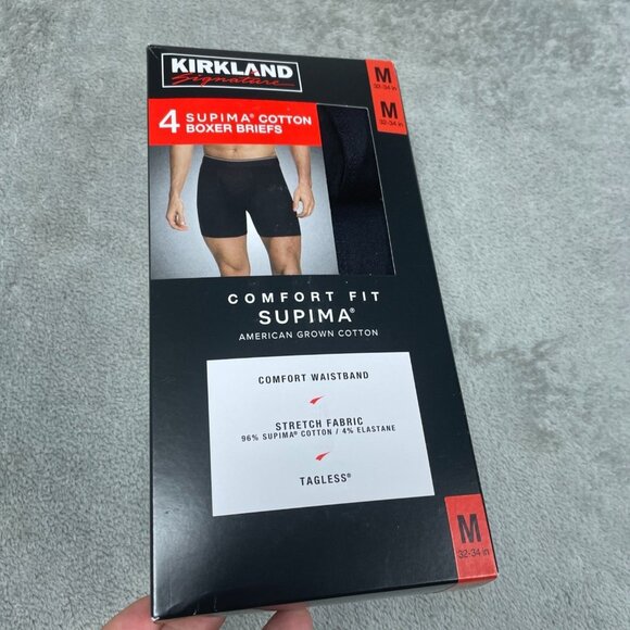 Kirkland Signature 4-Pack Supima Cotton Boxer Briefs M Tagless Stretch a0472 - Picture 2 of 5